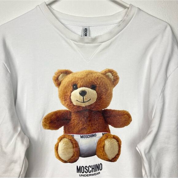 Moschino White Sweatshirt with Teddy Bear Print - Picture 7 of 12
